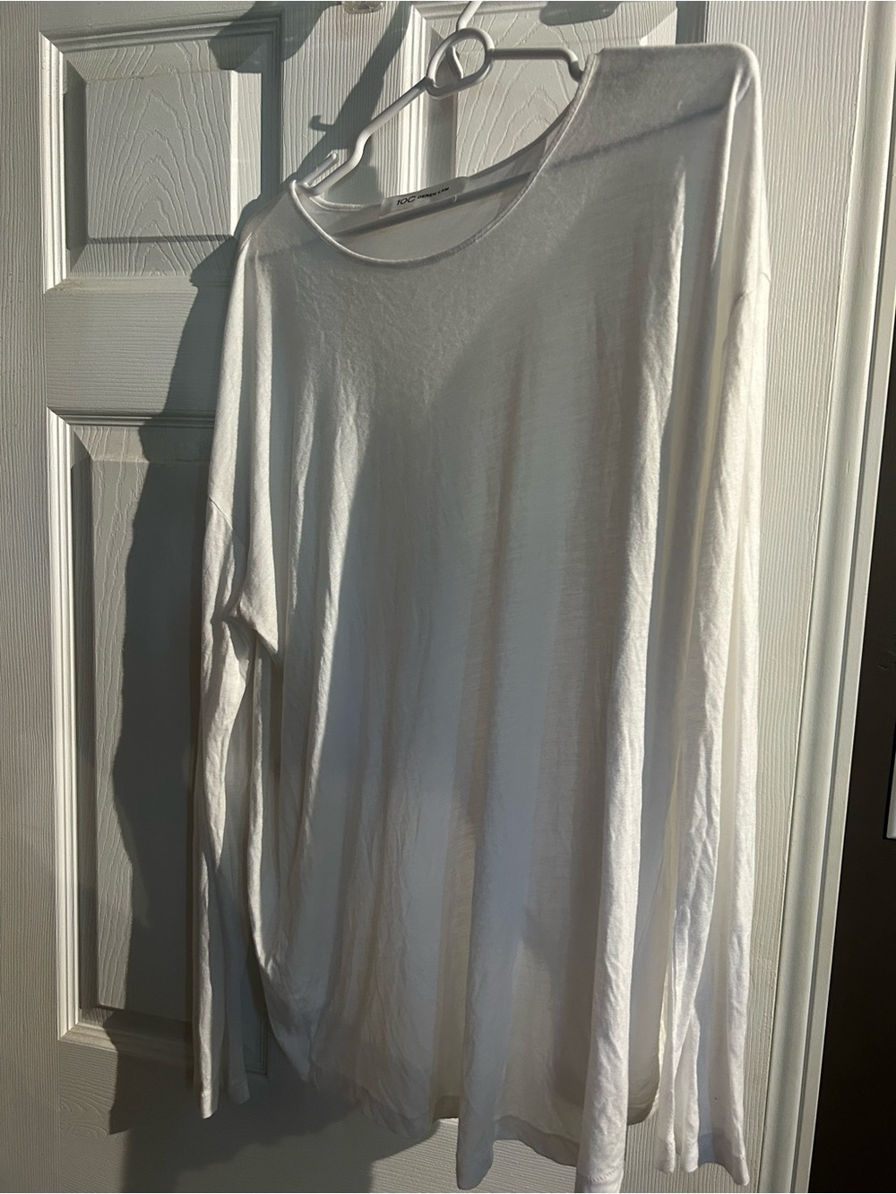 Derek Lam White Long-Sleeve Crewneck Shirt